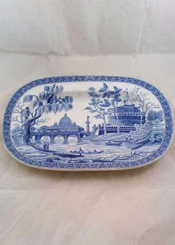 Spode Blue and White Small Pearlware Platter Rome or Tiber Pattern circa 1820