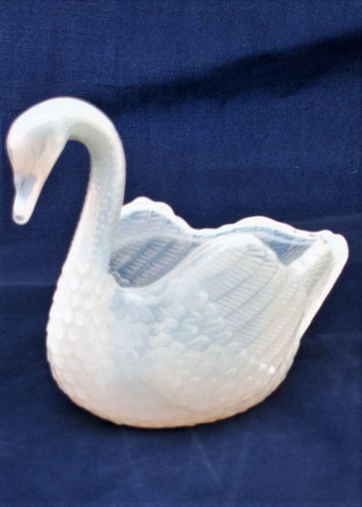 Burtles Tate & Co Pressed Opalescent Glass Small Swan Posy Salt Antique 1885