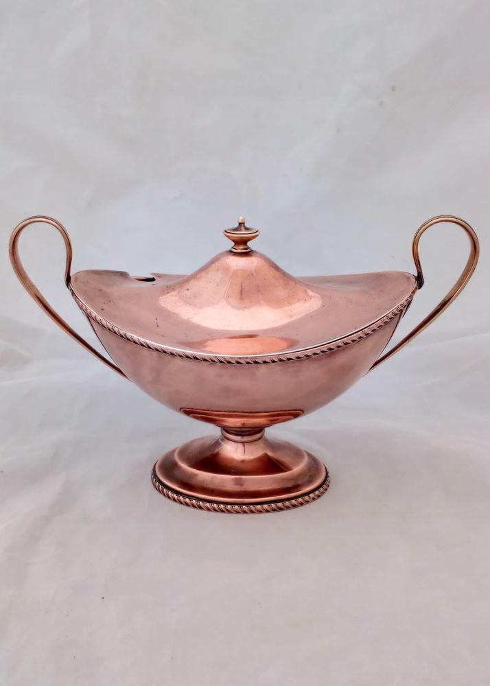 Antique George III Style Boat Shaped Sauce Tureen Bled Silver Plate on Copper Antique circa 1860