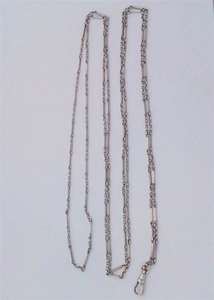 Antique Victorian Silver Fancy Link 60 inches Long Guard chain or Muff Chain with a Dog Clip circa 1880