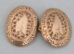 Antique Victorian 15ct Gold Single Cuff Link Aesthetic Movement Ivy Patt 3.1 g