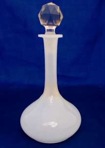 Antique opaline glass scent bottle opaque glass clear faceted ball stopper Stourbridge circa 1870