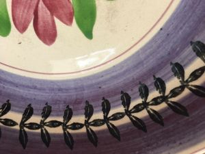 Antique Large Spongeware or Spatterware Low Bowl 14.5 inches in diameter 19th Century Possibly Scottish