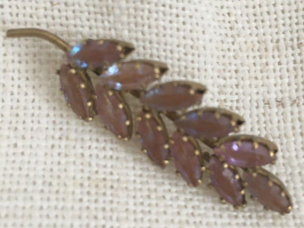 Antique Saphiret Leaf Shaped Brooch Czech Bohemia c 1890 -1910 Great Colour