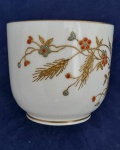 Antique Aesthetic Movement Moore Brothers Cup Saucer & Plates Set Gilded & Hand Painted with Jewelled Flowers Grasses and Butterflies circa 1875