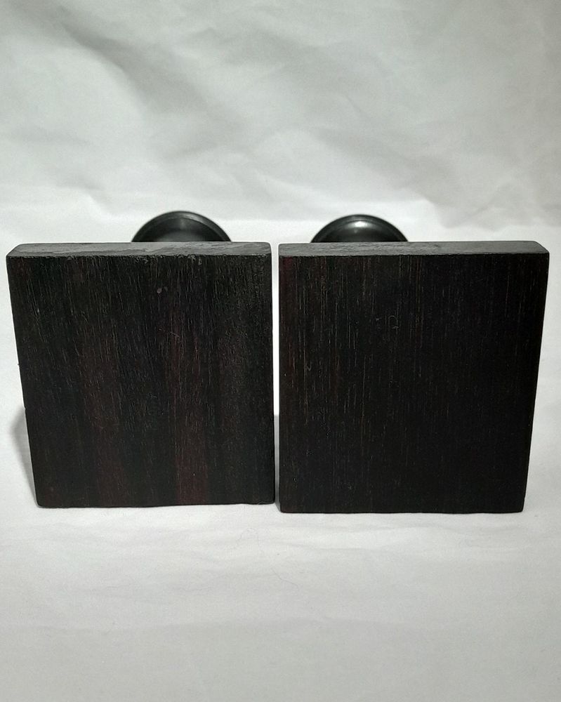 Pair of antique Edwardian Ebony ribbed Doric column wooden candlesticks 6 inches high circa 1905