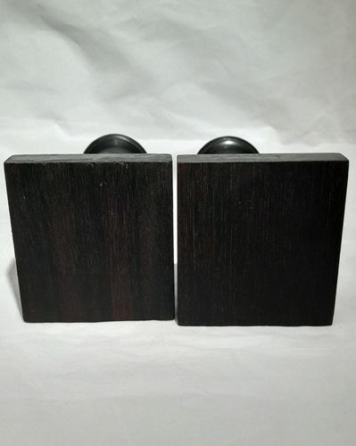 Pair of antique Edwardian Ebony ribbed Doric column wooden candlesticks 6 inches high circa 1905