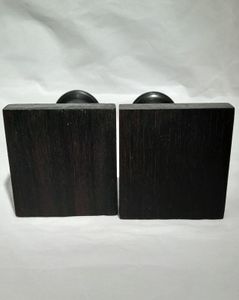 Pair of antique Edwardian Ebony ribbed Doric column wooden candlesticks 6 inches high circa 1905