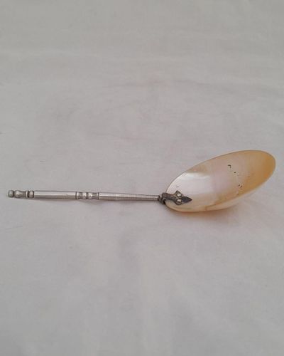 Palais Royal Mother of Pearl spoon and silver plated brass handle Antique French Grand Tour 1880