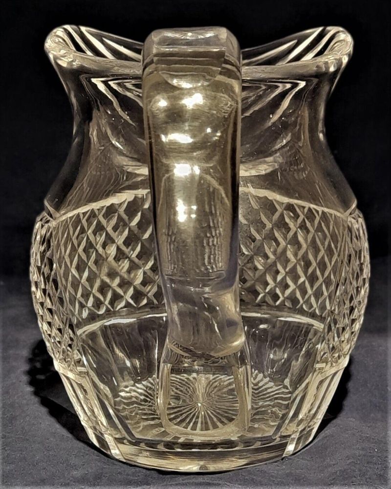 Antique Regency Lead Crystal Cut Glass Water Jug Anglo-Irish circa 1820 - relief diamond body & swag cut lip - 1 pint capacity 14.5 cm high 1 kg