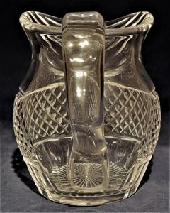 Antique Regency Lead Crystal Cut Glass Water Jug Anglo-Irish circa 1820 - relief diamond body & swag cut lip - 1 pint capacity 14.5 cm high 1 kg