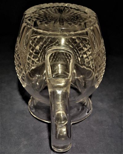 Antique Regency Lead Crystal Cut Glass Water Jug Anglo-Irish circa 1820 - relief diamond body & swag cut lip - 1 pint capacity 14.5 cm high 1 kg