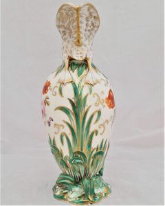 Antique Regency Daniel & Son Porcelain Swan lipped Vase Ewer or Jug Hand Painted Botanicals circa 1825. Made by Henry & Richard Daniel Shelton Staffordshire. 242mm high weighs 516 grammes unpacked.