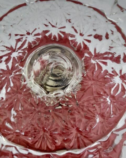 Antique Large Ruby Glass Table Centrepiece or Epergne Stand & Ruby Glass Trumpet circa 1880 - Applied crimped leaf & embossed daisy decoration 42cm High 2.4 kg