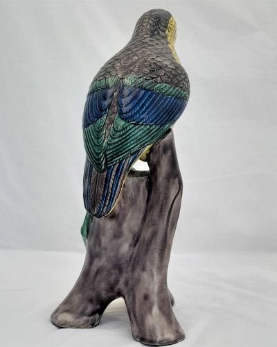 Japanese Arita Porcelain Parrot Okimono Figurine decorated in Ko Kutani Style Meiji antique circa 1870 -  29 cm high 939 grammes