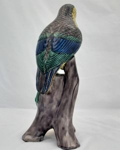 Japanese Arita Porcelain Parrot Okimono Figurine decorated in Ko Kutani Style Meiji antique circa 1870 -  29 cm high 939 grammes