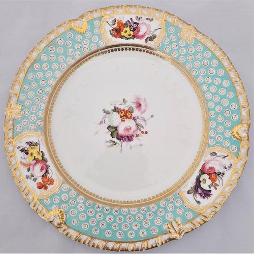 Main image - John Rose Coalport Porcelain dessert plate - Oeil de Perdix Union pattern border floral cartouches circa 1825