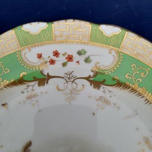 Rococo floral cartouche detail - Antique Alcock Porcelain dessert plate - Pattern 2/2253 Topographical scene circa 1830