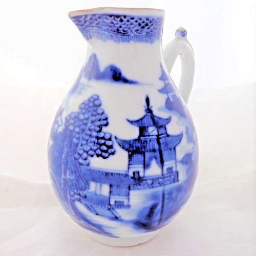 Chinese Porcelain Sparrow Beak Jug HP Blue Qianlong 乾隆 Qing 清代 Antique c 1760