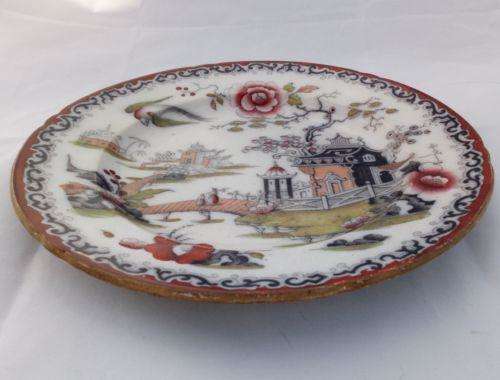 Antique Rathbone Ironstone Plate Transfer Printed Pekin Gaudy Willow c 1840