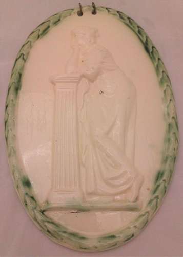 Creamware Prattware Plaque Classical Figure Polyhymnia Green Rim Antique c 1790