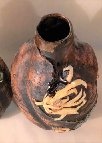 Pair of Porcelain Chrysanthemum Japonesque Vases Antique circa 1880