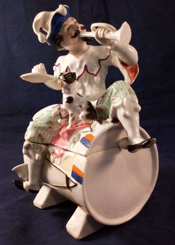 Conta and Boehme Porcelain Musician One Man Band Tobacco Jar Antique 19th C