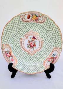 Coalport Porcelain Cabinet Plate Painted Flowers Sevres Style Floral Ground 1820