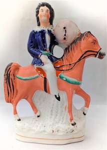 Antique Staffordshire Flatback Figure Edward Prince of Wales on Horseback c 1860