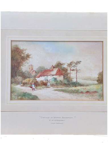 Antique 19th Century Watercolour Painting of a "Cottage at Wootton Berkshire" by F.H. Stewart