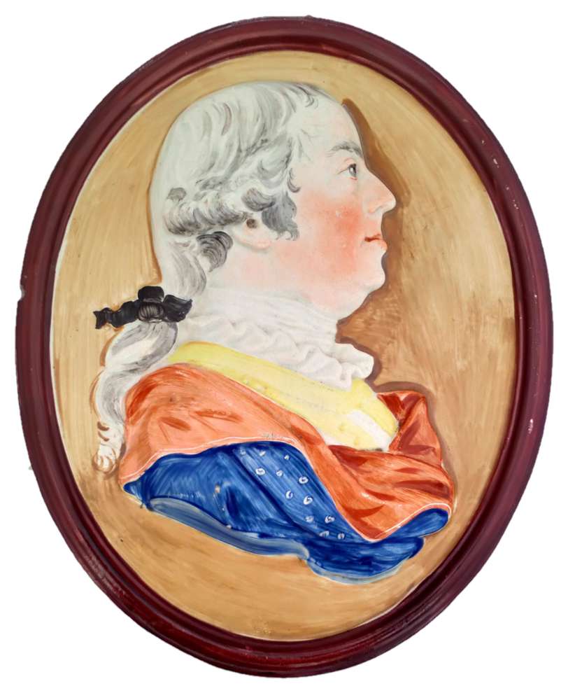 Georgian Pearlware Portrait Plaque General Monckton Enamelled Antique c 1785
