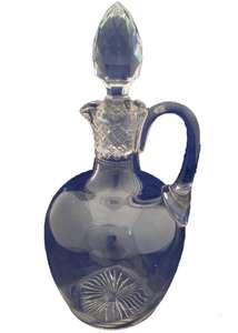 Victorian Wrythen Cut Glass Claret Jug Handled Decanter Cut Neck Stopper circa 1880