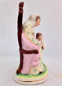 Antique Staffordshire Figurine The seated Prudent Mother and Child Reading circa 1850