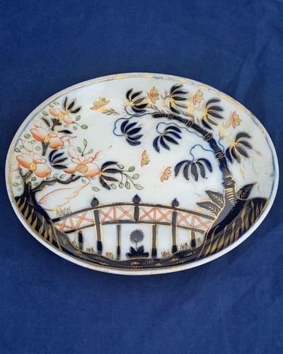 Antique Regency period Minton Porcelain New Oval Shape Tea Pot Stand decorated in the Japan Pattern number 558 circa 1810
