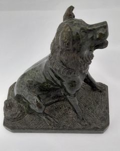 An antique Grand Tour memento serpentine marble sculpture or statue of Jenning's  Dog, Duncombe's dog, Molossian Dog or Hound of Albiciades 19th century small scale model circa 1880  10cm L 5.7 cm W  10.8 cm H  0.387 kg