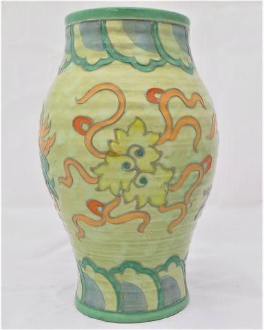 A vintage Art Deco Charlotte Rhead designed vase by Crown Ducal in the Manchu Pattern  number 4511 and shape number 176 Art Deco - 1936 to 1939