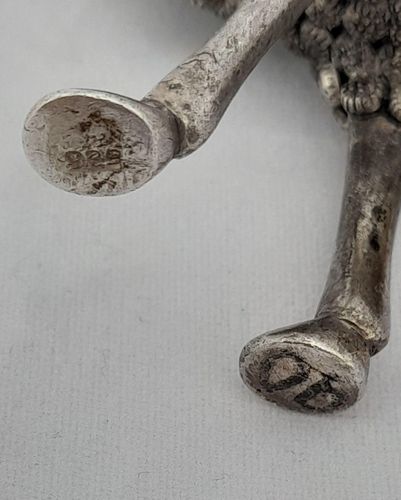 Vintage Sterling silver & coral dromedary camel ornament with mahawi possibly North Arabian - stamped 925 - 7 cm high 8 cm long weight 90 grammes