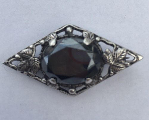Arts and Crafts Style Silver and Haematite Brooch Possibly Bernard Instone