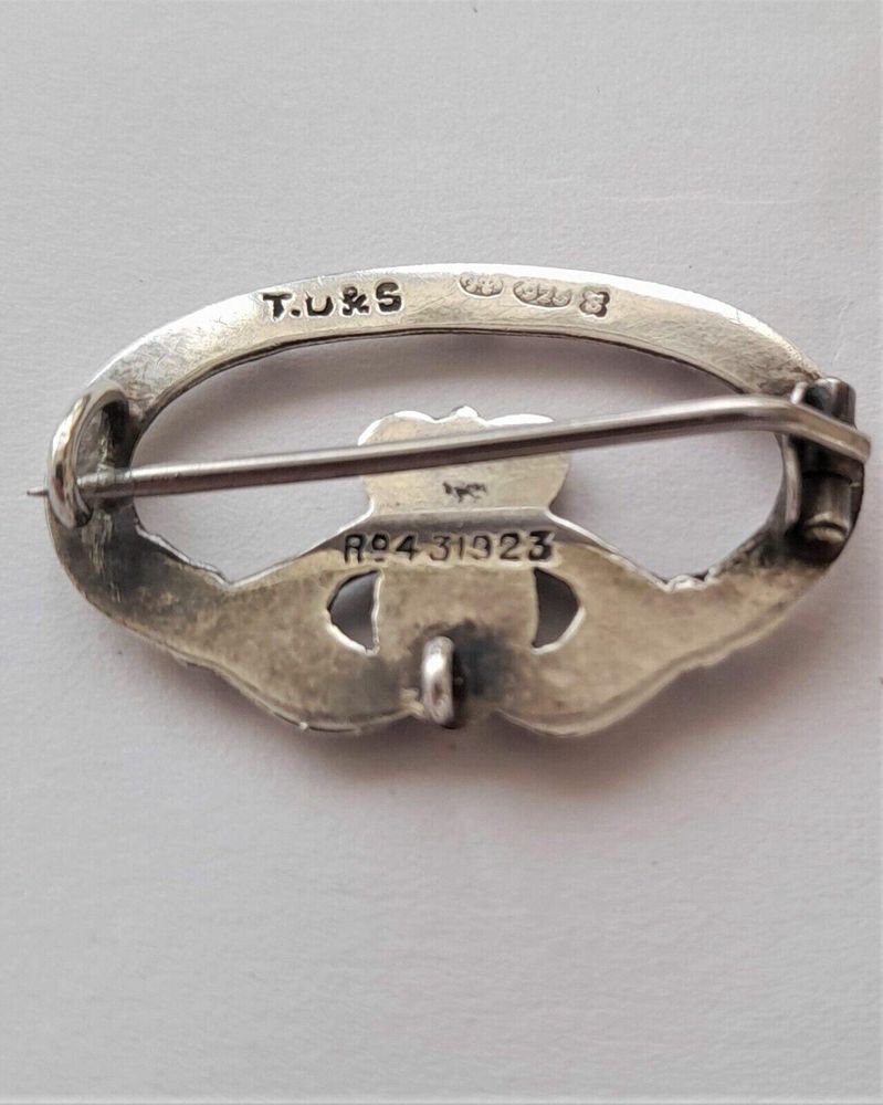 Antique Irish Silver Claddagh Brooch Pin Regd Design Number 431923 Possibly Dublin 1934