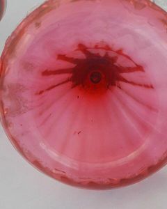 Antique Large Ruby Glass Table Centrepiece or Epergne Stand & Ruby Glass Trumpet circa 1880 - Applied crimped leaf & embossed daisy decoration 42cm High 2.4 kg