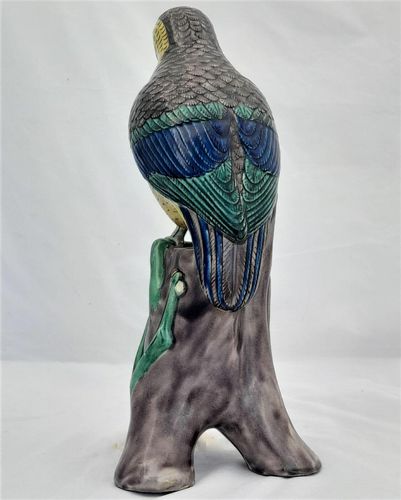 Japanese Arita Porcelain Parrot Okimono Figurine decorated in Ko Kutani Style Meiji antique circa 1870 -  29 cm high 939 grammes