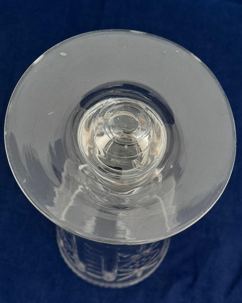 Antique Victorian Cut Glass Celery Vase with Folded Rim to a Bell Shaped bowl on a Baluster Stem and plain foot - circa 1870 21 cm high 10 cm diameter