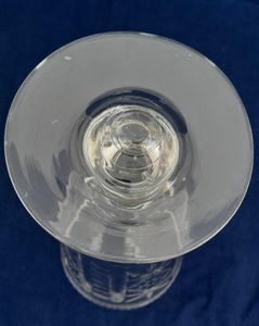 Antique Victorian Cut Glass Celery Vase with Folded Rim to a Bell Shaped bowl on a Baluster Stem and plain foot - circa 1870 21 cm high 10 cm diameter