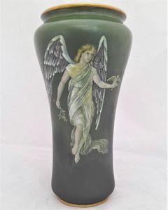 Antique Derby Porcelain Vase Hand Painted Angel of Peace - W Lambert - Old Crown Derby China Works in King Street Derby made in the William Larcombe period after Sampson Hancock Antique circa 1915 20cm high