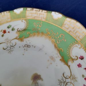 Rococo border detail - Antique Alcock Porcelain dessert plate - Pattern 2/2253 Topographical scene circa 1830