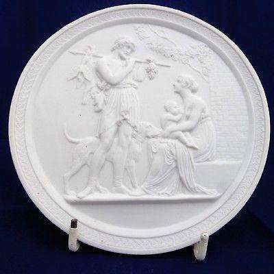 Antique Royal Copenhagen Bisque Porcelain Plaque Four Seasons Eneret c 1900-20