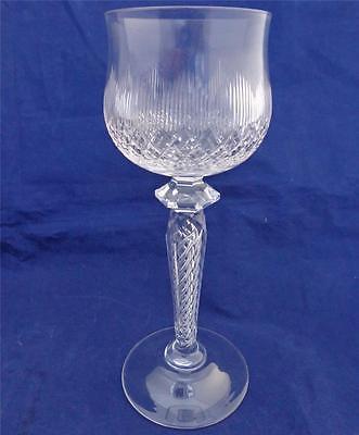 Vintage St Louis Crystal Cut Glass Round Bowl Wine Glass Faceted Air Twist Stem