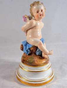 Antique Meissen Porcelain Bound Cupid Figurine Heinrich Schwabe Model L102 1880