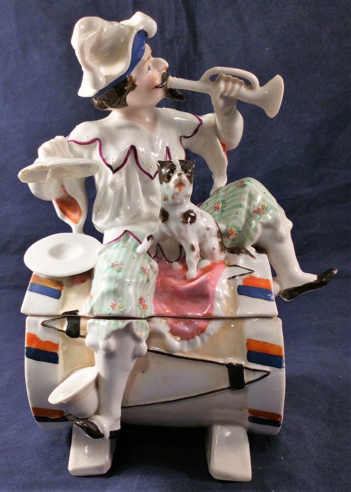 Conta and Boehme Porcelain Musician One Man Band Tobacco Jar Antique 19th C