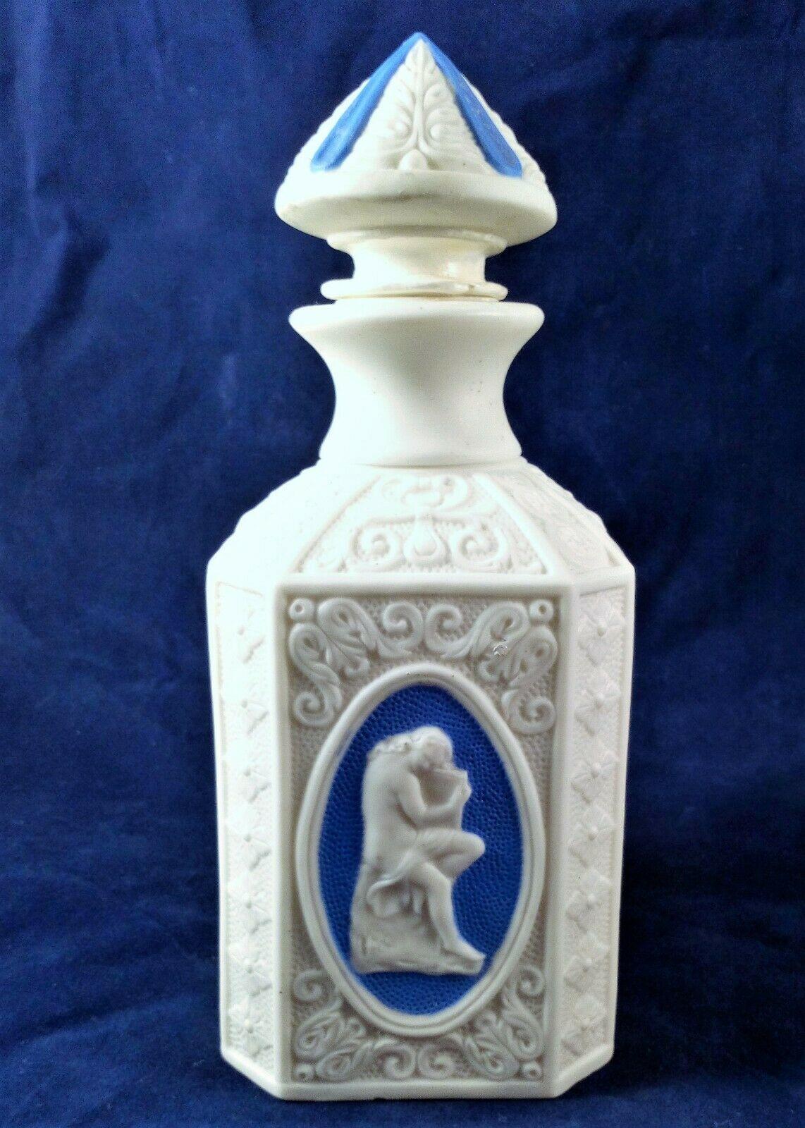 Antique Parian Blue and White Scent Bottle and Lid Possib. Bennington USA c 1850